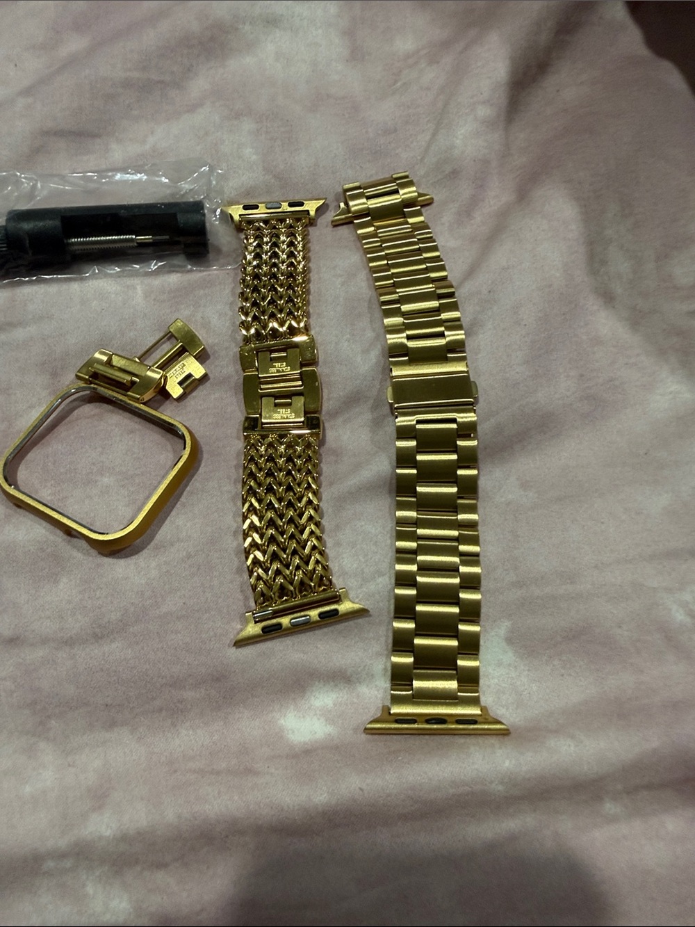 Gold Stainless Steel Replacement Smartwatch Bands and Frame (Wonan